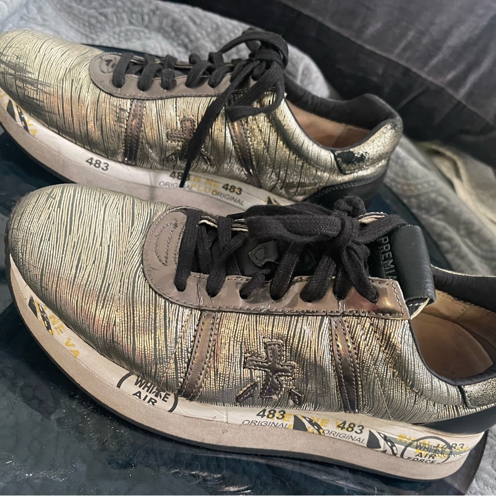 Premiata  Conny Striped Leather Sneakers